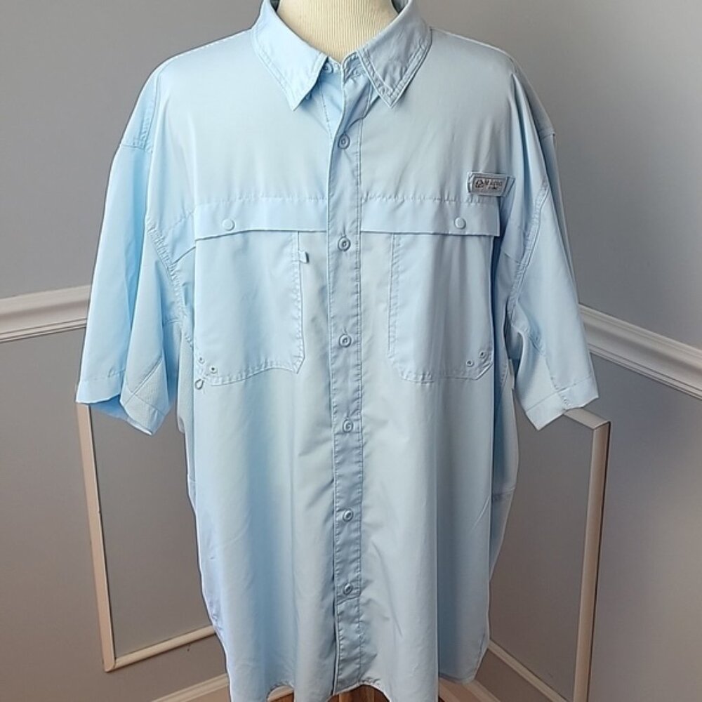 REALTREE FISHING Powder Blue Outdoor Athleisure Performance Button Down Shirt